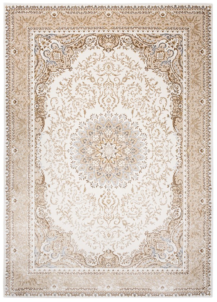 Tappeto Hera Crema Beige Tradizionale Rosetta Effetto 3D
