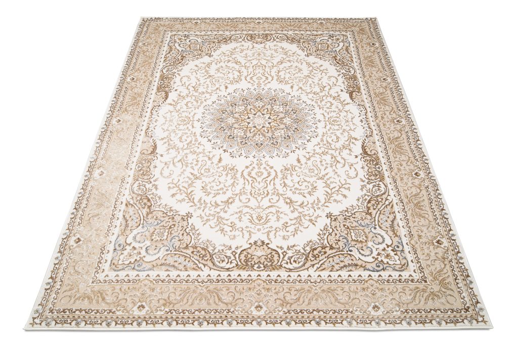 Tappeto Hera Crema Beige Tradizionale Rosetta Effetto 3D