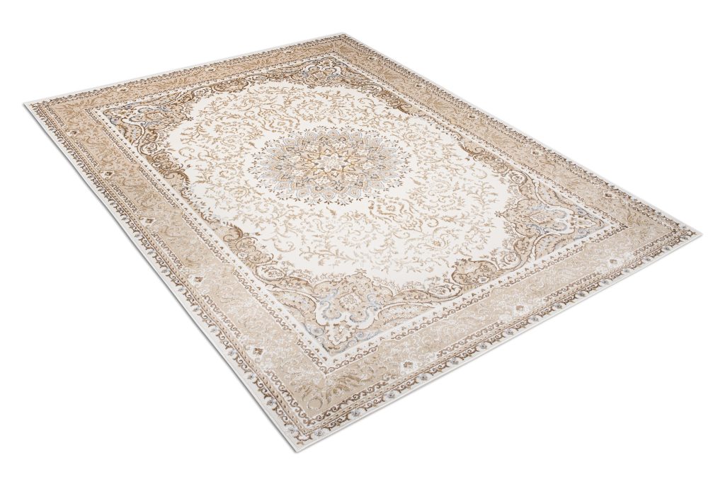 Tappeto Hera Crema Beige Tradizionale Rosetta Effetto 3D