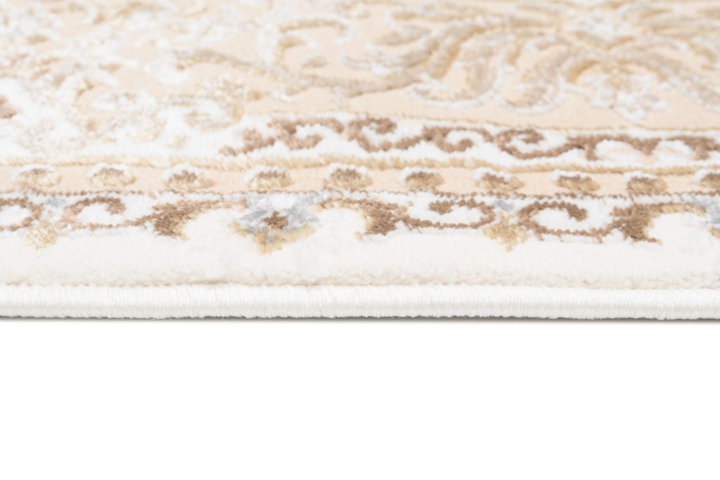 Tappeto Hera Crema Beige Tradizionale Rosetta Effetto 3D