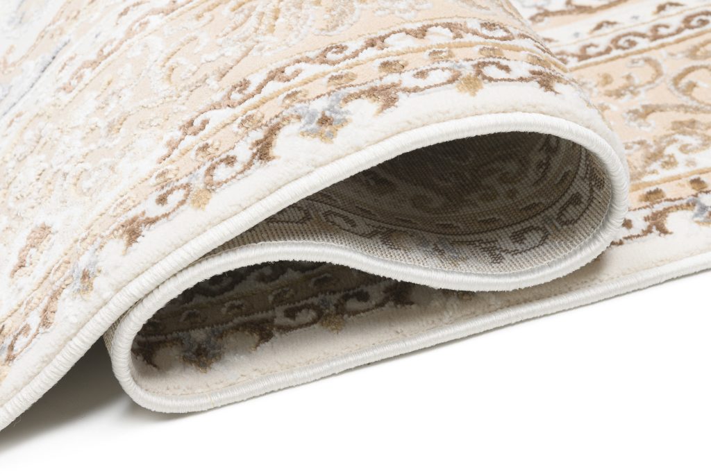 Tappeto Hera Crema Beige Tradizionale Rosetta Effetto 3D
