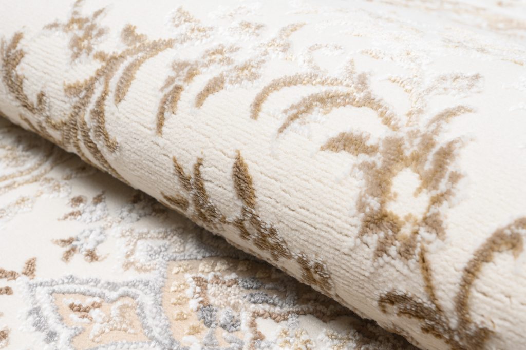 Tappeto Hera Crema Beige Tradizionale Rosetta Effetto 3D