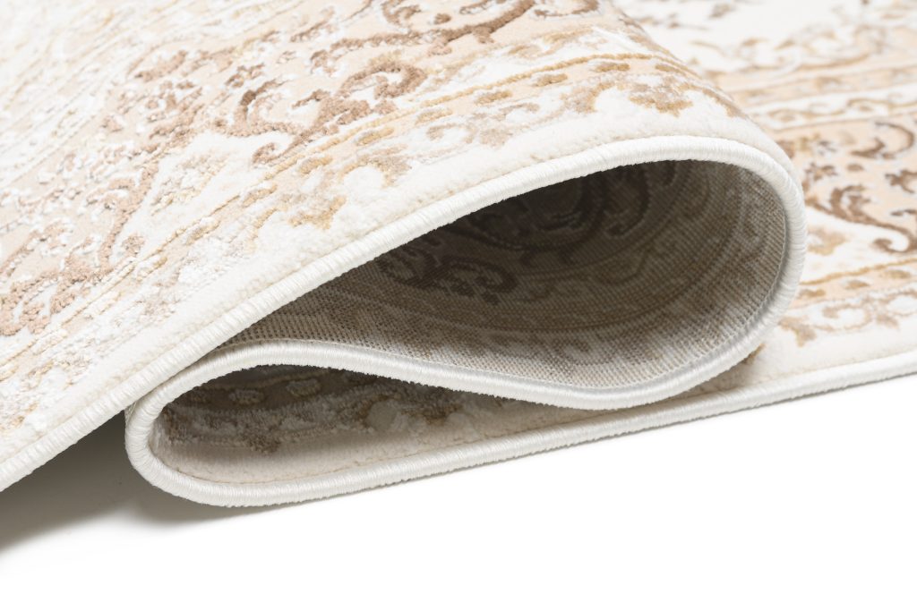 Tappeto Hera Crema Marrone Tradizionale Rosetta Effetto 3D