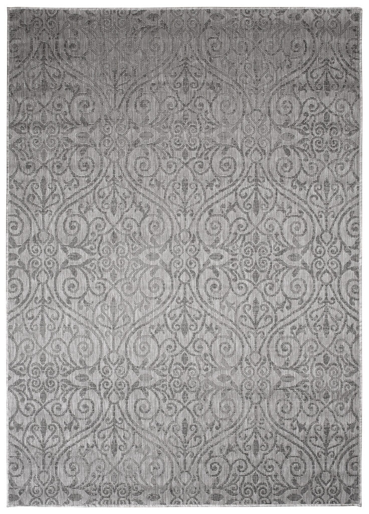 Tappeto Capri Moderno Design Grigio Floreale Esterno Interno