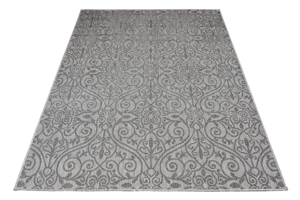 Tappeto Capri Moderno Design Grigio Floreale Esterno Interno