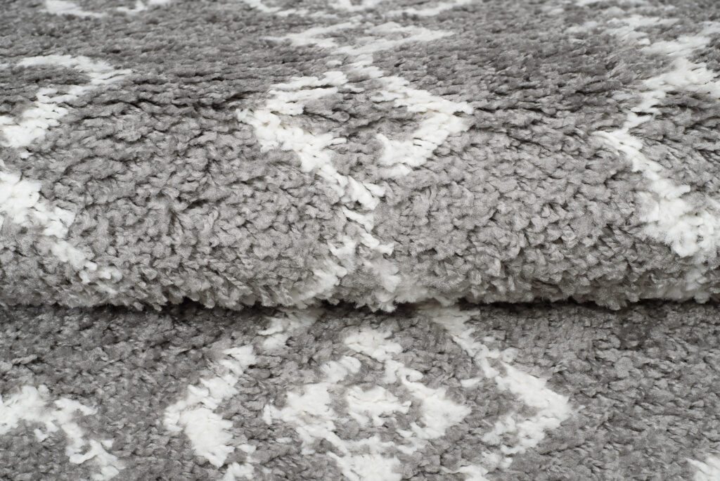 Tappeto Passatoia Boho con Frange Grigio Geometrico Shaggy