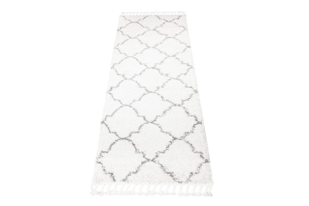 Tappeto Passatoia Boho con Frange Crema Marocchino Trifoglio