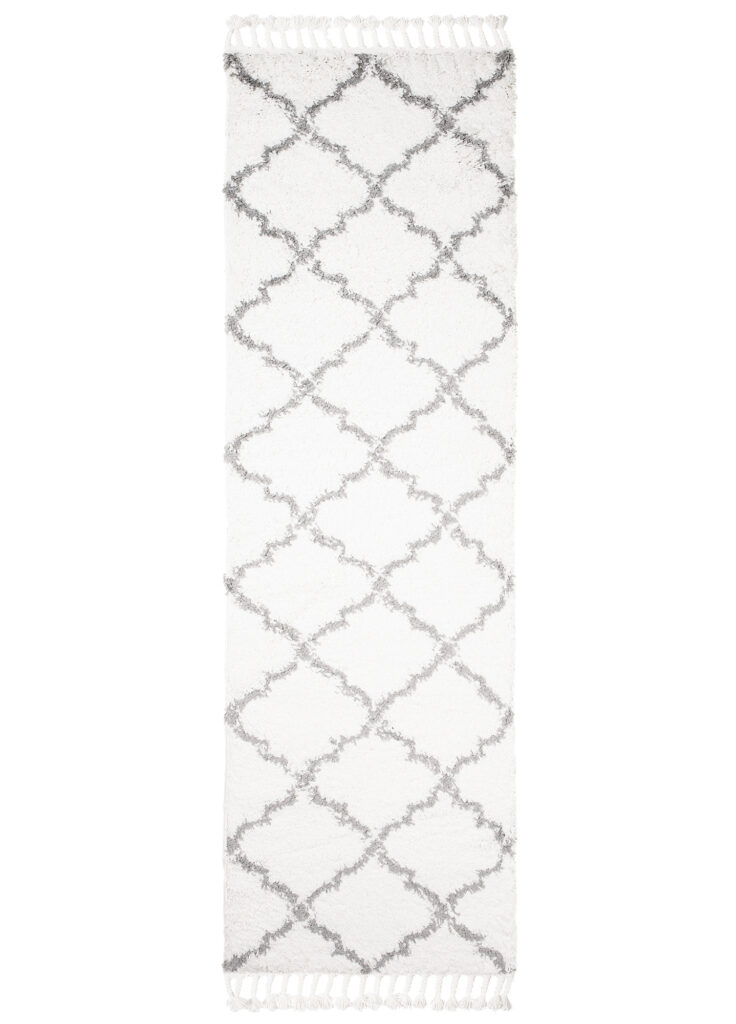 Tappeto Passatoia Boho con Frange Crema Trellis Shaggy