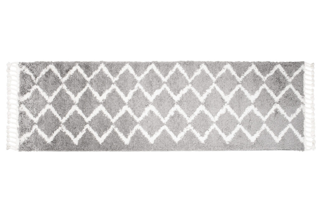 Tappeto Passatoia Boho con Frange Grigio ZigZag Shaggy
