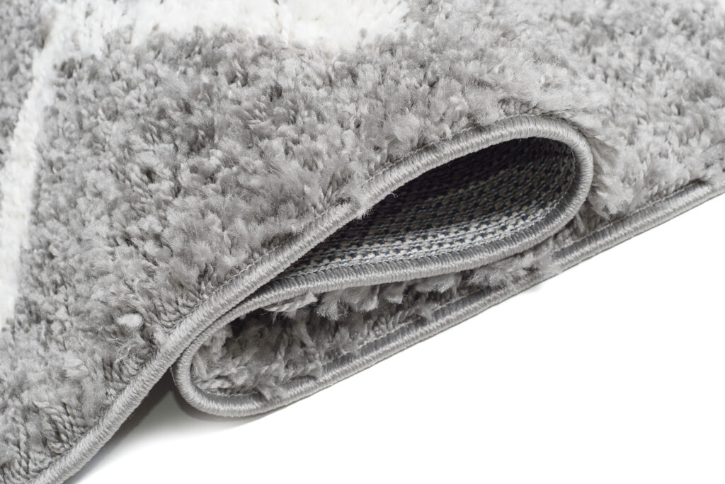 Tappeto Passatoia Boho con Frange Grigio ZigZag Shaggy