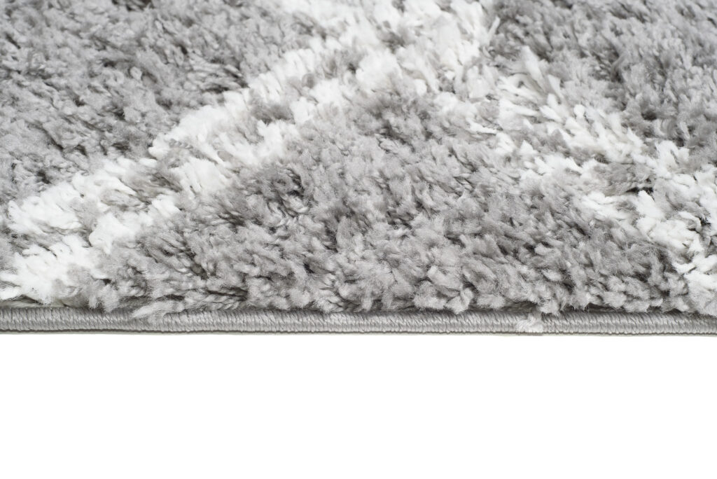 Tappeto Passatoia Boho con Frange Grigio a Scacchi Shaggy