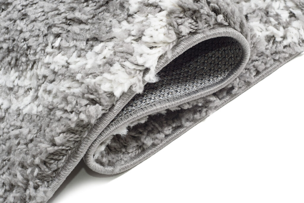Tappeto Passatoia Boho con Frange Grigio a Scacchi Shaggy