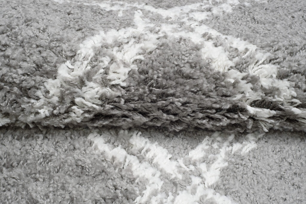 Tappeto Passatoia Boho con Frange Grigio a Scacchi Shaggy