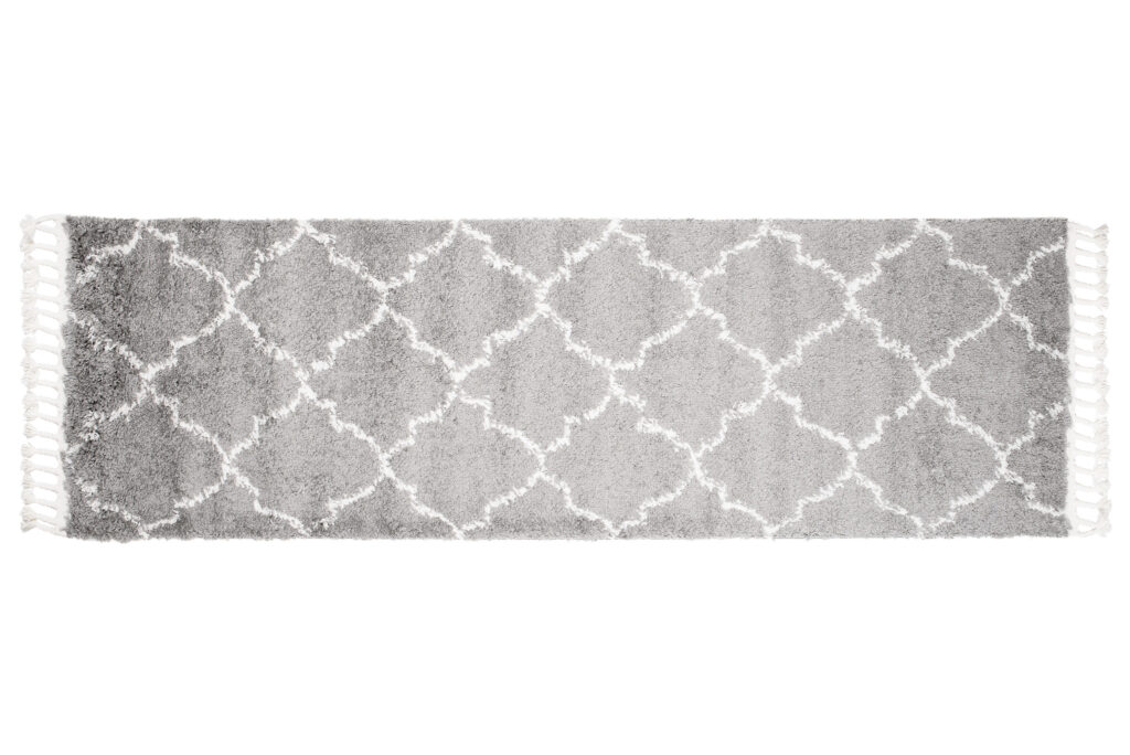 Tappeto Passatoia Boho con Frange Grigio Marocchino Trifoglio