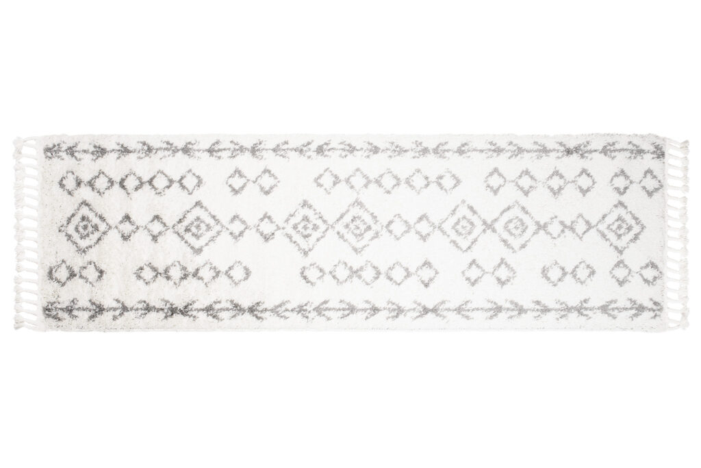 Tappeto Passatoia Boho con Frange Crema Geometrico Shaggy