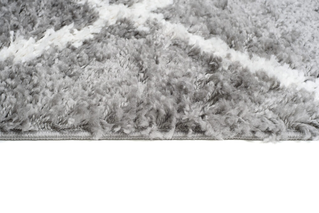 Tappeto Passatoia Boho con Frange Grigio Rombi Shaggy