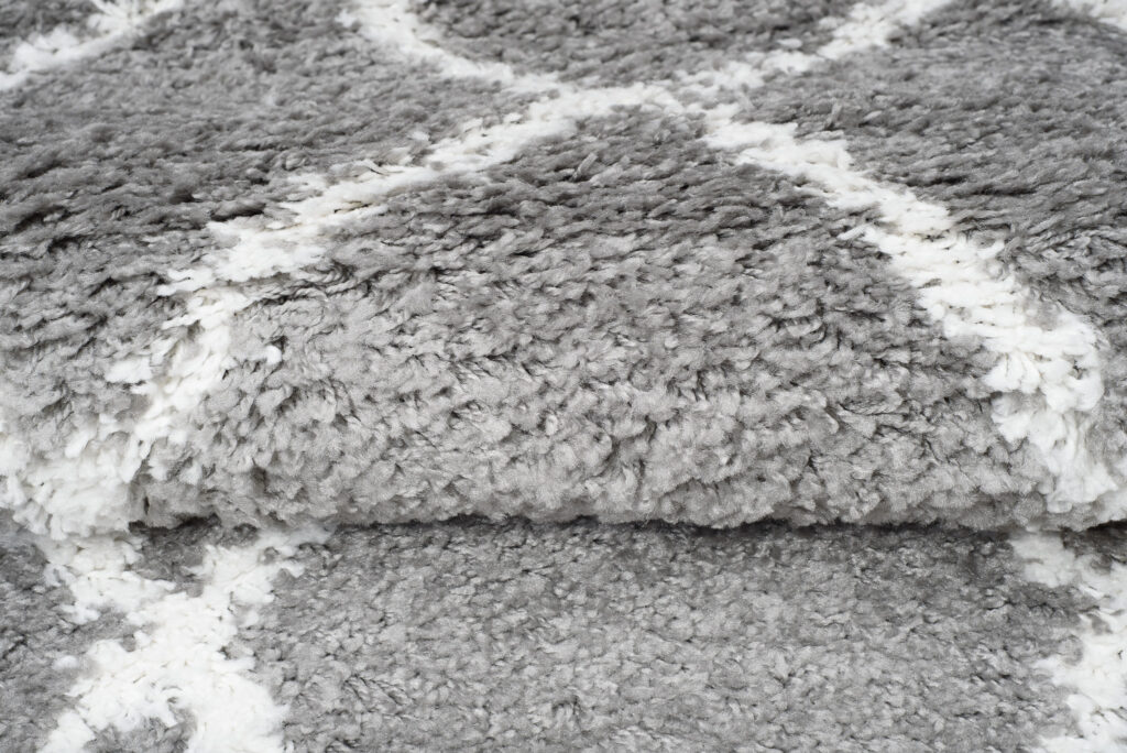 Tappeto Passatoia Boho con Frange Grigio Rombi Shaggy