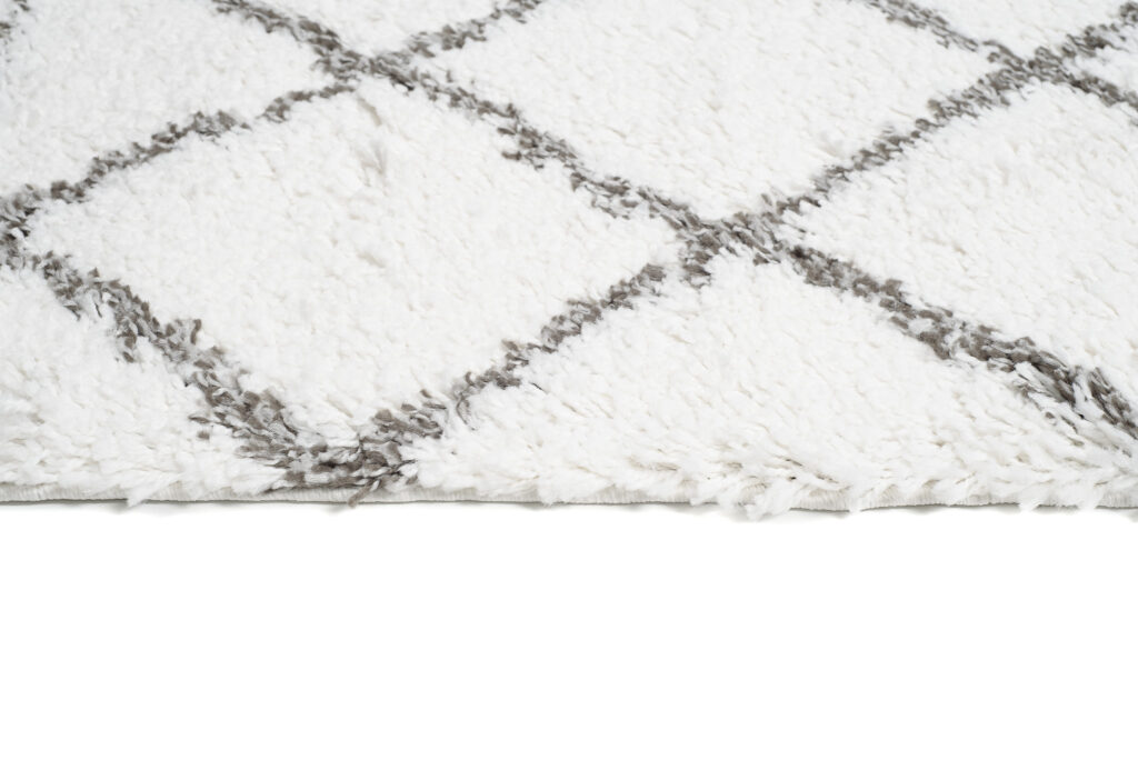 Tappeto Passatoia Boho con Frange Crema a Scachi a Pois Shaggy