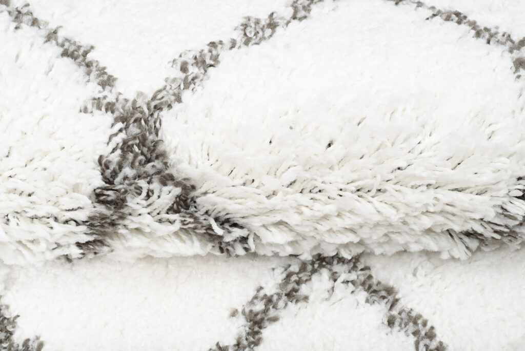 Tappeto Passatoia Boho con Frange Crema a Scachi a Pois Shaggy
