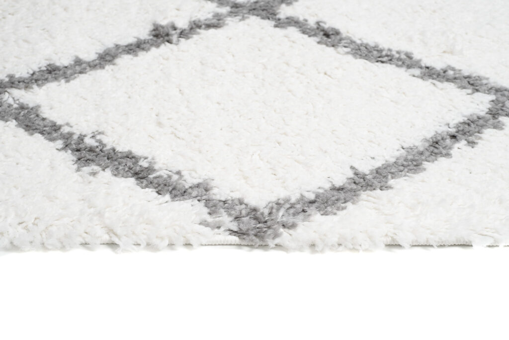 Tappeto Passatoia Boho con Frange Crema Rombi Shaggy