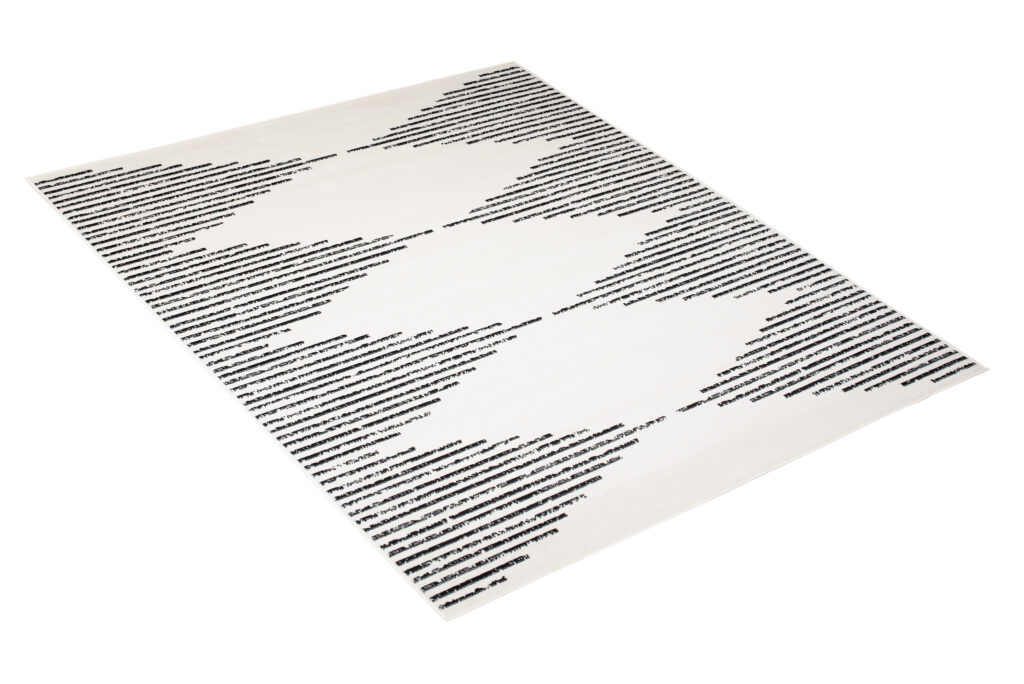 Tappeto Juno Cream Nero Linee Rombi