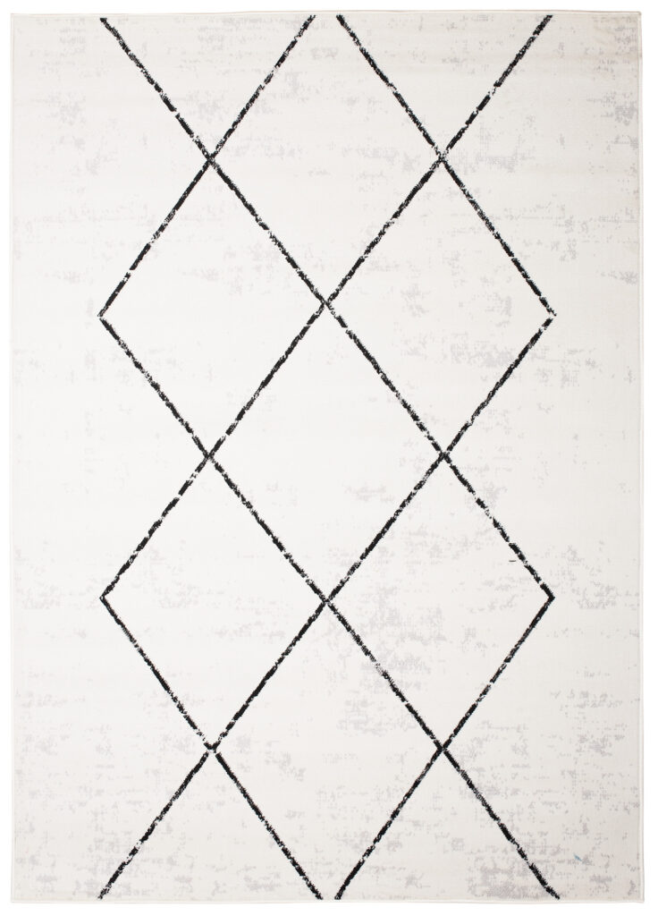 Tappeto Juno Cream Nero Geometrico Rombi