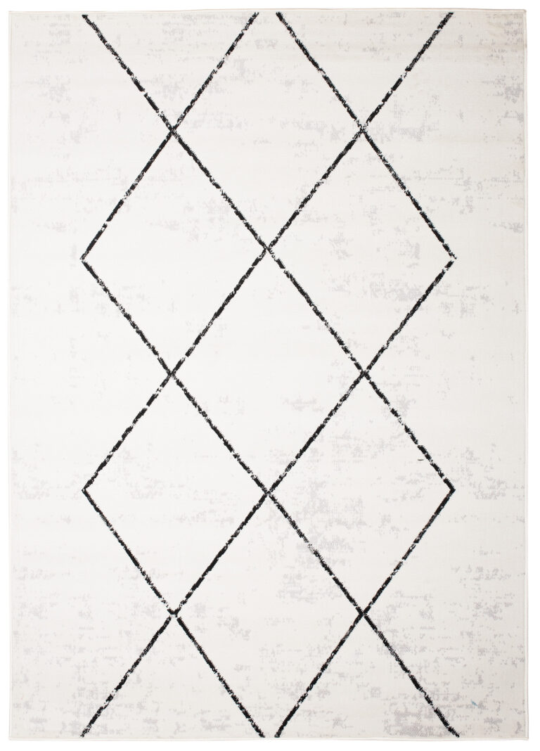 Tappeto Juno Cream Nero Geometrico Rombi