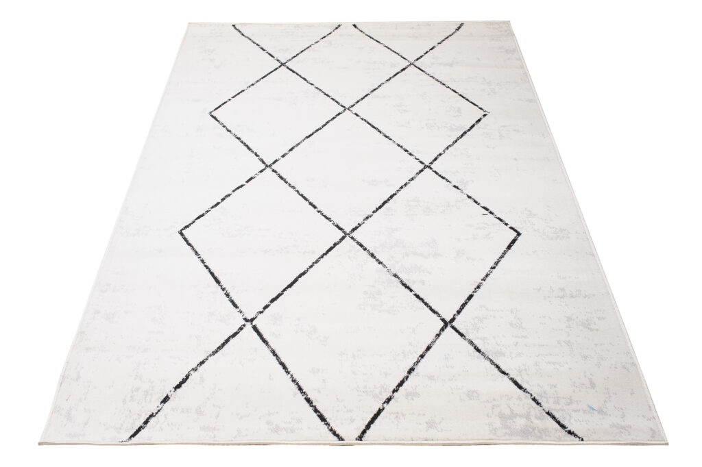 Tappeto Juno Cream Nero Geometrico Rombi