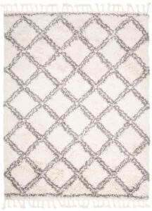 Tappeto Boho con Frange Crema a Scacchiera Shaggy