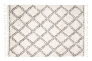 Tappeto Boho con Frange Crema a Scacchiera Shaggy