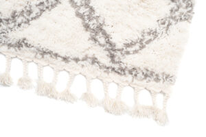 Tappeto Boho con Frange Crema a Scacchiera Shaggy