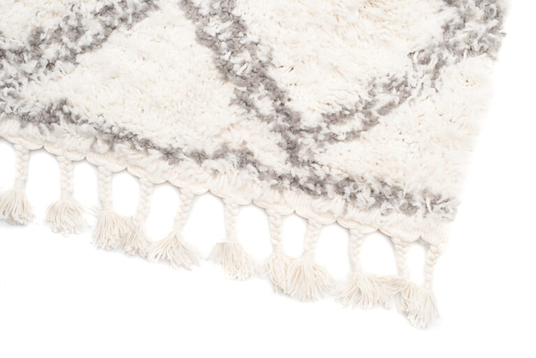 Tappeto Boho con Frange Crema a Scacchiera Shaggy