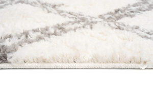 Tappeto Boho con Frange Crema a Scacchiera Shaggy