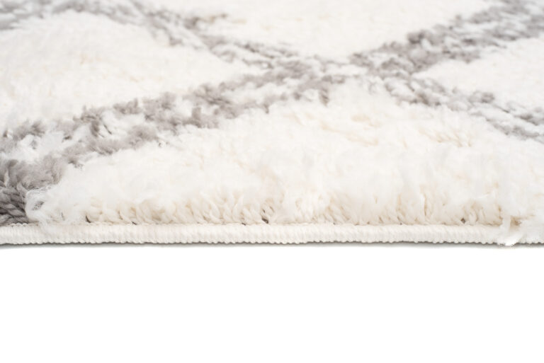 Tappeto Boho con Frange Crema a Scacchiera Shaggy