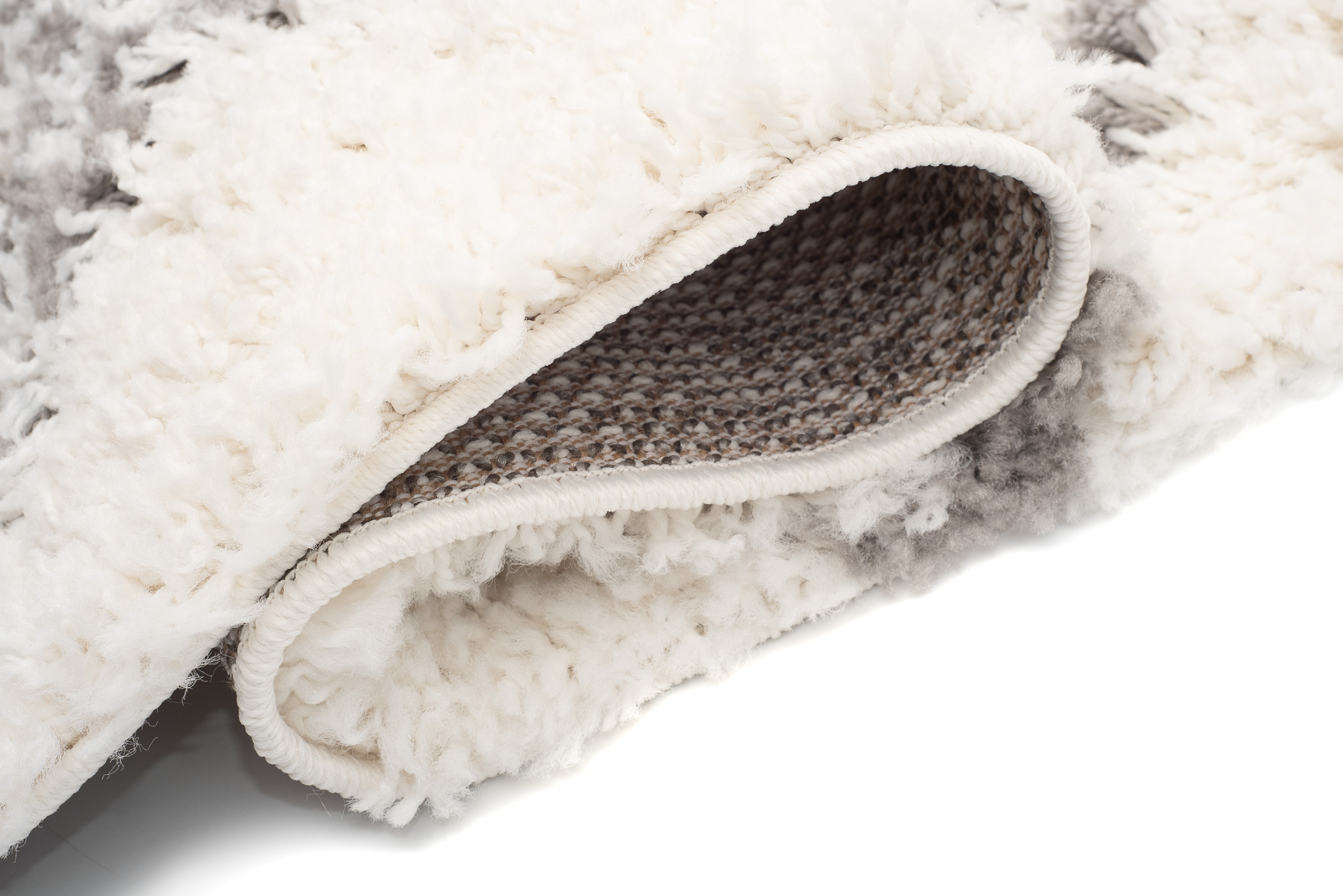 Tappeto Boho con Frange Crema a Scacchiera Shaggy