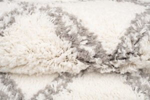 Tappeto Boho con Frange Crema a Scacchiera Shaggy