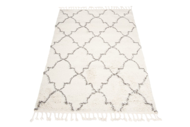 Tappeto Boho con Frange Crema Marocchino Trifoglio