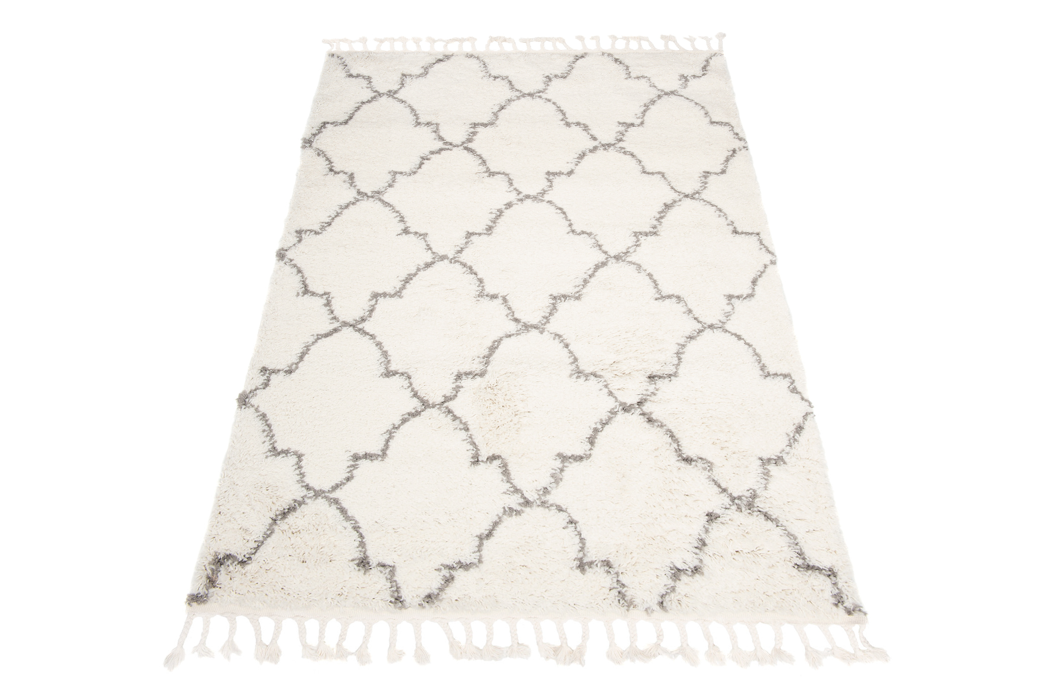 Tappeto Boho con Frange Crema Marocchino Trifoglio