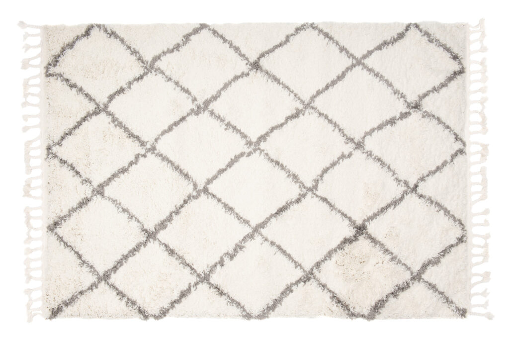 Tappeto Boho con Frange Crema Rombi Shaggy