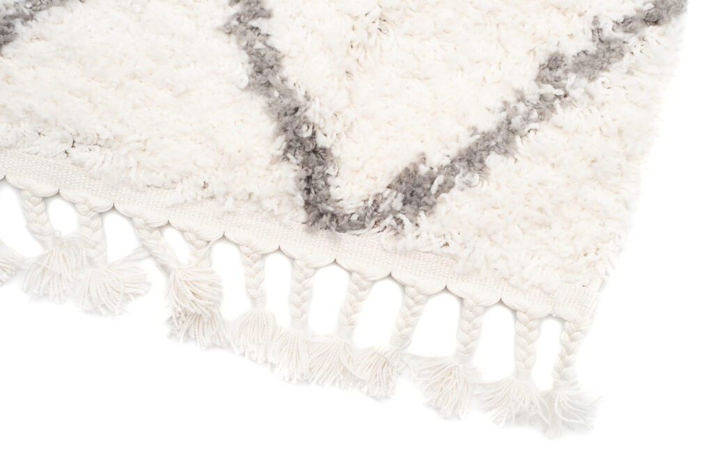 Tappeto Boho con Frange Crema Rombi Shaggy