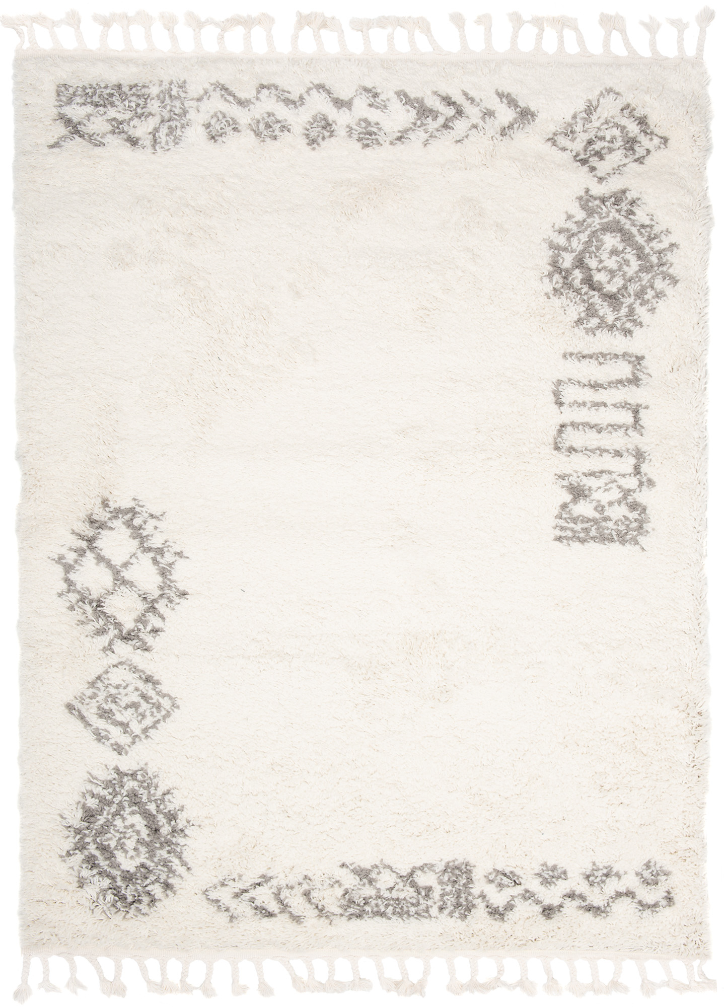 Tappeto Boho con Frange Crema Etnico Shaggy