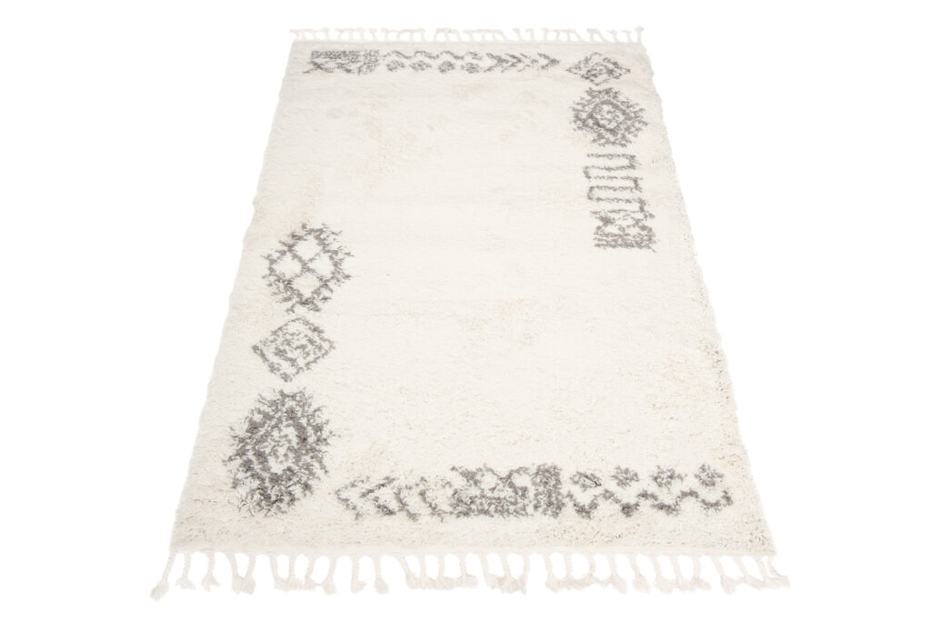 Tappeto Boho con Frange Crema Etnico Shaggy
