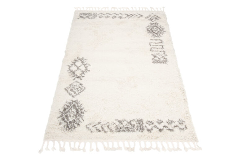 Tappeto Boho con Frange Crema Etnico Shaggy