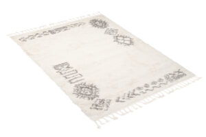 Tappeto Boho con Frange Crema Etnico Shaggy