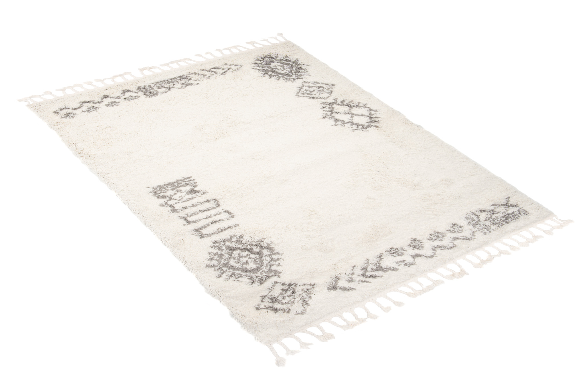 Tappeto Boho con Frange Crema Etnico Shaggy