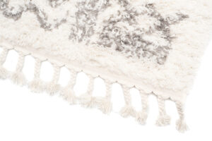 Tappeto Boho con Frange Crema Etnico Shaggy