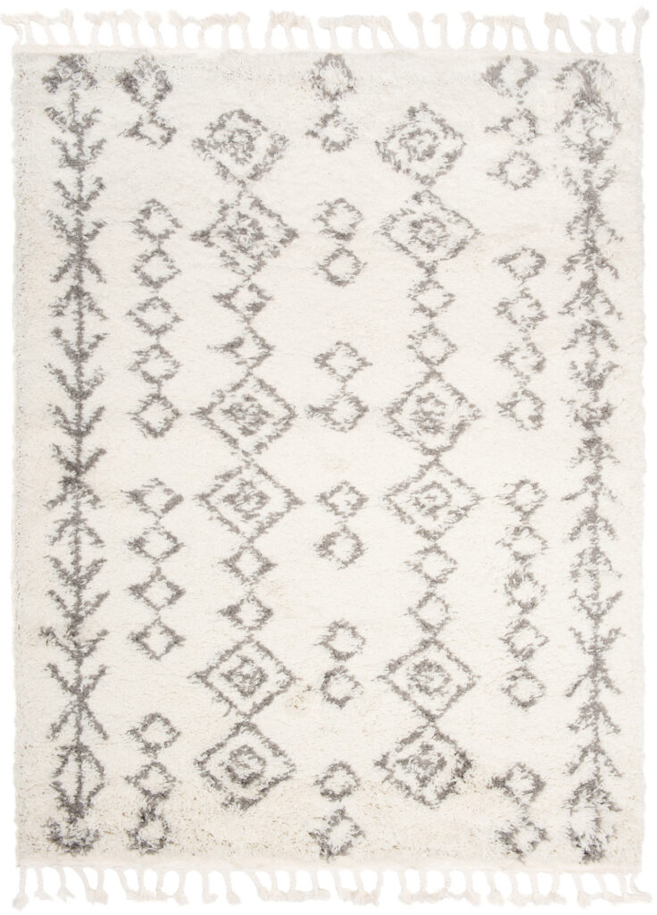 Tappeto Boho con Frange Crema Geometrico Shaggy