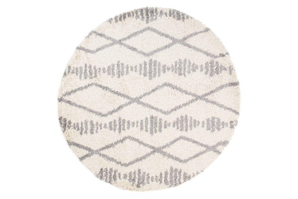 Tappeto Boho Rotondo Crema Rombi Shaggy