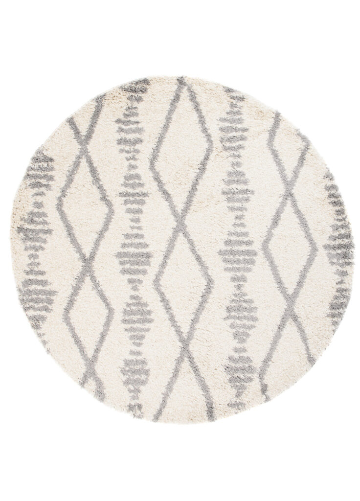 Tappeto Boho Rotondo Crema Rombi Shaggy