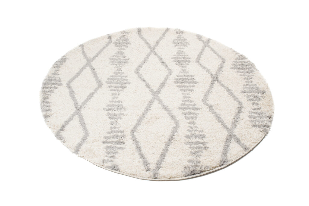 Tappeto Boho Rotondo Crema Rombi Shaggy